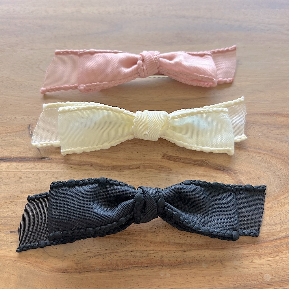 Charming Hair Bow Set - Pink, Cream, and Black